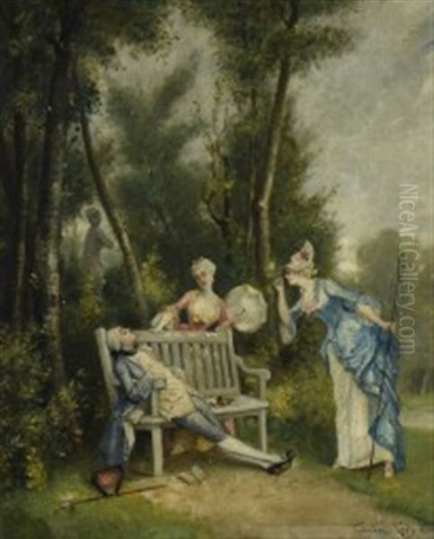 Scene Galante Dans Un Parc Oil Painting by Theodore Levigne