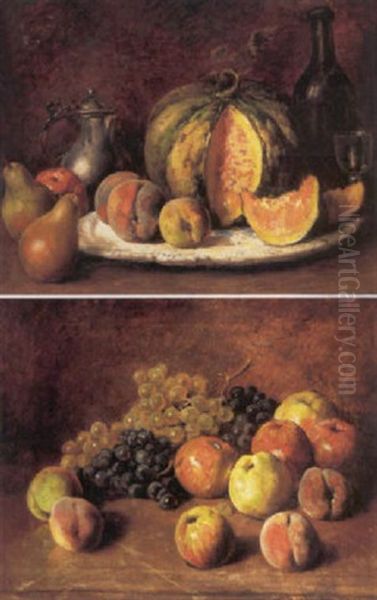 Nature Morte Med Aebler Og Vindruer Oil Painting by Theodore Levigne