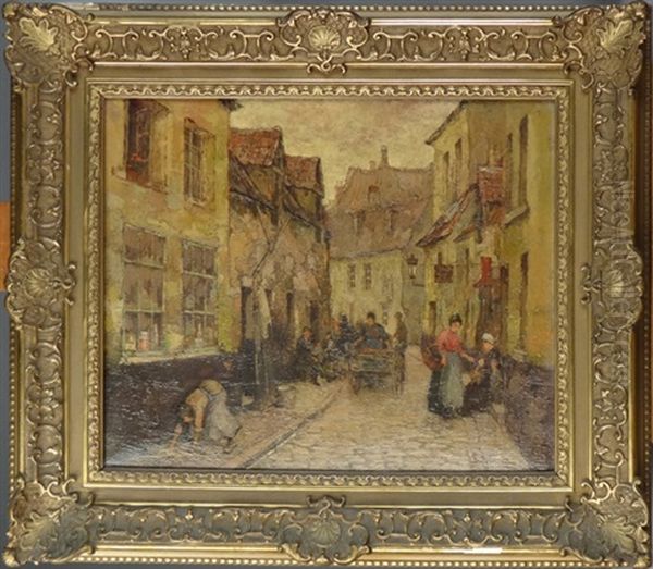 Ruelle Animee Oil Painting by Sophus Theobald Levinsen