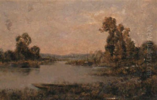 A River Landscape Oil Painting by Maurice Levis