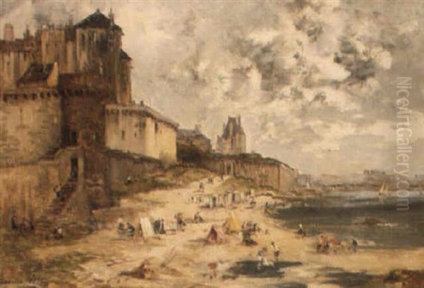 The Beach At St. Malo Oil Painting by Maurice Levis