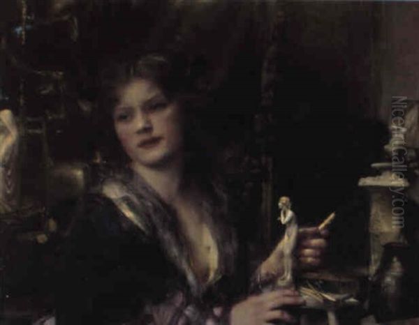 A Sculptress In Her Studio Oil Painting by Max Levis