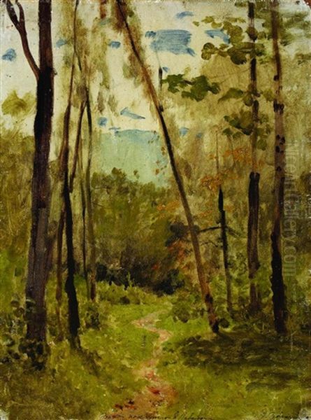 Trees In The Woods Oil Painting by Isaak Ilyich Levitan