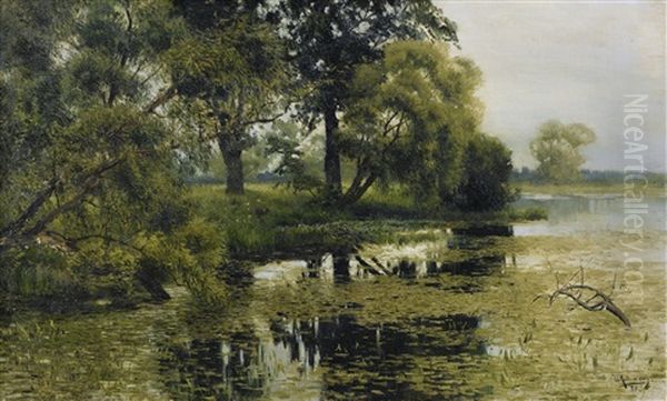 Overgrown Pond Oil Painting by Isaak Ilyich Levitan