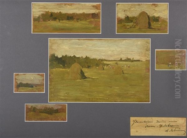 Etudes De Paysages (6 Works) Oil Painting by Isaak Ilyich Levitan