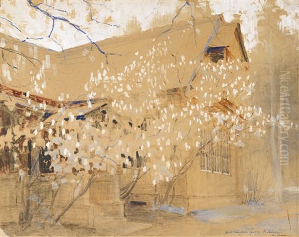 Dacha In Spring Oil Painting by Isaak Ilyich Levitan