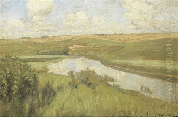 River Landscape Oil Painting by Isaak Ilyich Levitan
