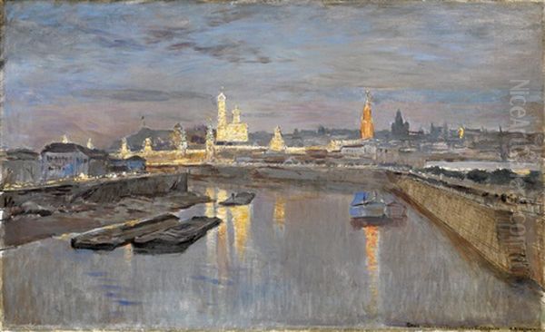The Illumination Of The Moscow Kremlin Dedicated To The Coronation Of Nicolai Ii, 18 May 1896 Oil Painting by Isaak Ilyich Levitan
