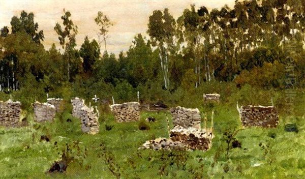 Woodpiles In The Forest Oil Painting by Isaak Ilyich Levitan