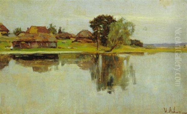 Shacks By The Lake Oil Painting by Isaak Ilyich Levitan