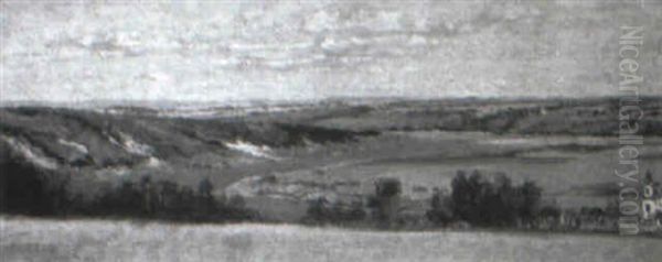 Extensive Hilly Landscape With Winding River Oil Painting by Isaak Ilyich Levitan