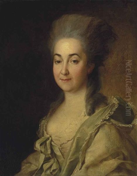 Portrait Of Agafokleia Aleksandrovna Poltoratskaia, Nee Shishkova (1737-1822) Oil Painting by Dimitri Gregoriovitc Levitsky