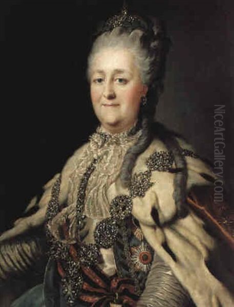 Empress Catherine Ii Alexeievna Oil Painting by Dimitri Gregoriovitc Levitsky