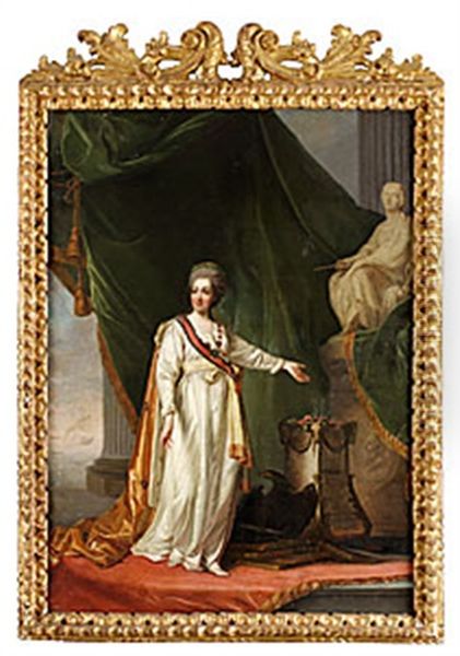 Katarina Den Stora Som Lagstiftare I Rattvisans Tempel Oil Painting by Dimitri Gregoriovitc Levitsky