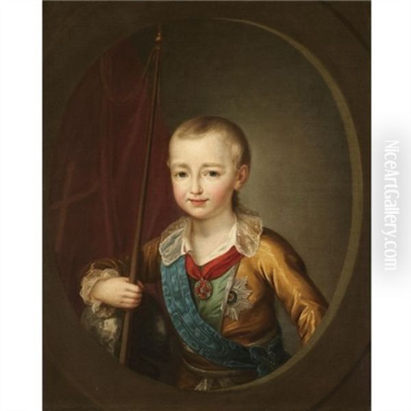 Portrait Of Grand Duke Alexander Pavlovich, The Future Alexander I Oil Painting by Dimitri Gregoriovitc Levitsky