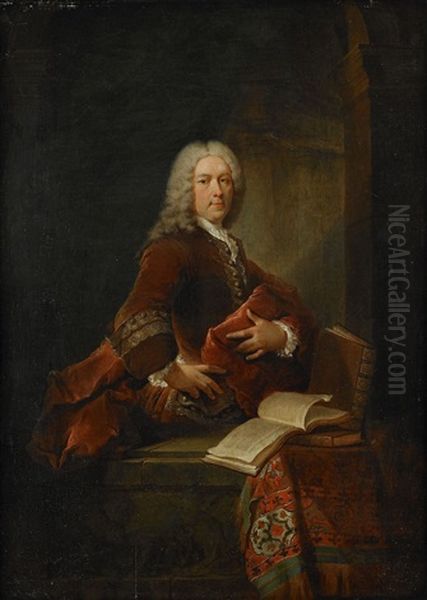 Mansportratt Oil Painting by Robert Levrac-Tournieres