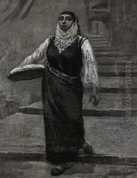 Jeune Femme Descendant Les Escaliers De La Casbah D'alger Oil Painting by Alphonse Levy