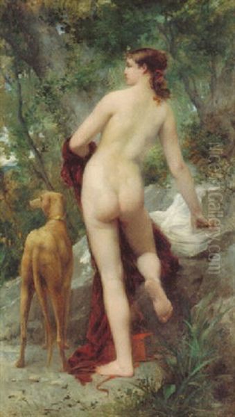 Diana Standing In The Woods Oil Painting by Emile Levy