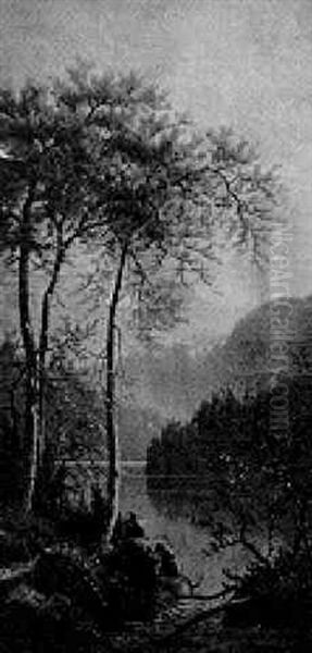 Figure By The River Oil Painting by Edmund Darch Lewis