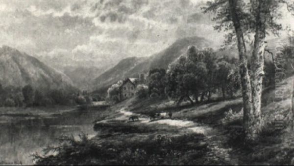 Pennsylvania River Landscape Oil Painting by Edmund Darch Lewis