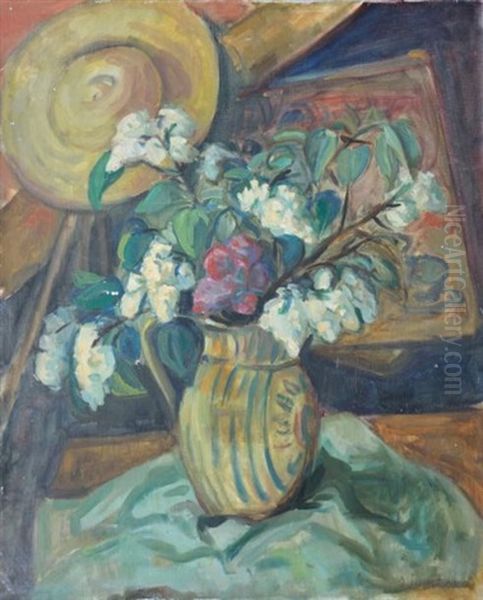 Nature Morte Au Bouquet De Fleurs Et Chapeau Oil Painting by Sonia Lewitska