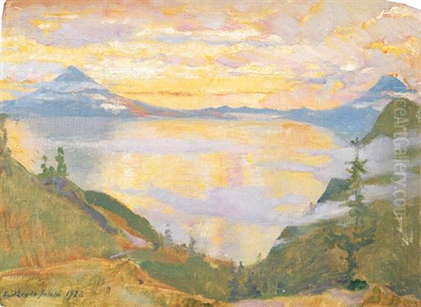 Mountain Lake Near Solola In Guatemala Oil Painting by Kurt Leyde
