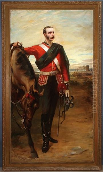 Portrait Of Major John Bald Harvey, 1st Clackmannanshire Rifle Volunteers Oil Painting by Otto Leyde