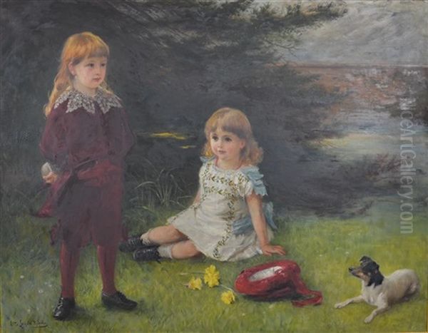 In The Gardens At The Hall, Wirksworth Oil Painting by Otto Leyde