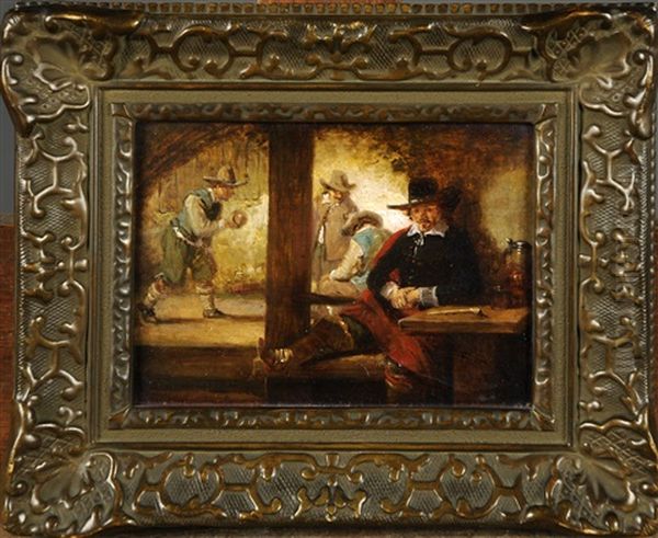 Scene De Taverne Oil Painting by Hendrik Jan Augustyn Leys