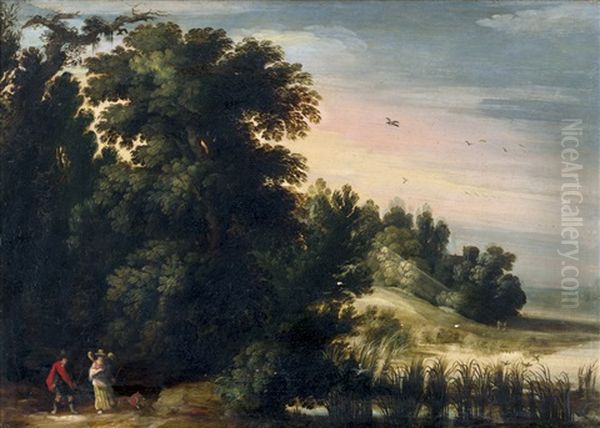Waldige Landschaft Mit Tobias Und Dem Engel Oil Painting by Gysbrecht Leytens