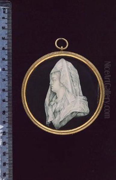 Marie Antoinette,queen Of France, Profile To The Left, Wearing Striped Scarf About Her Neck And Veil Oil Painting by M. de Lezay-Marnesia de Nettancourt