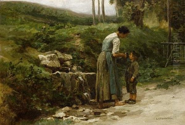 La Petite Fontaine Oil Painting by Leon Augustin L'Hermitte