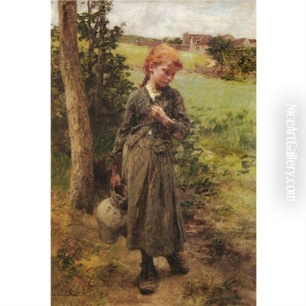 Retour De La Fontaine Oil Painting by Leon Augustin L'Hermitte