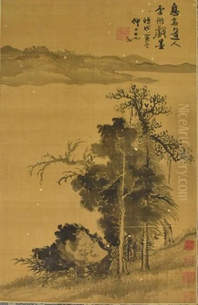 Attributed To Li Kan (1245-1320) Oil Painting by Li Kan