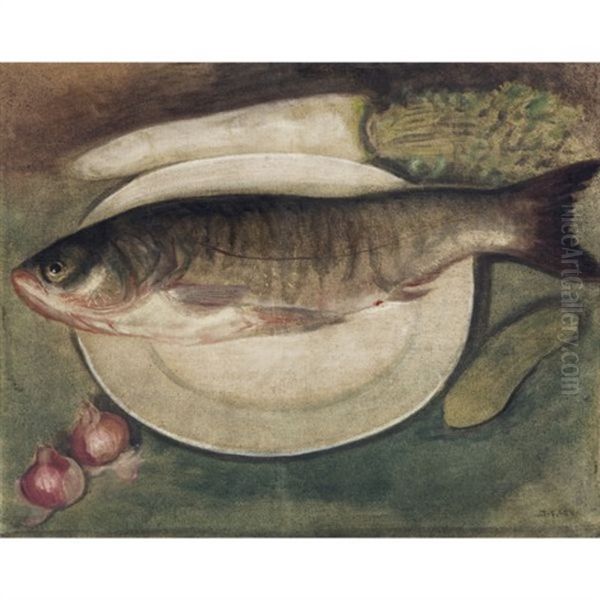 Still Life - Fish Oil Painting by  Li Tiefu
