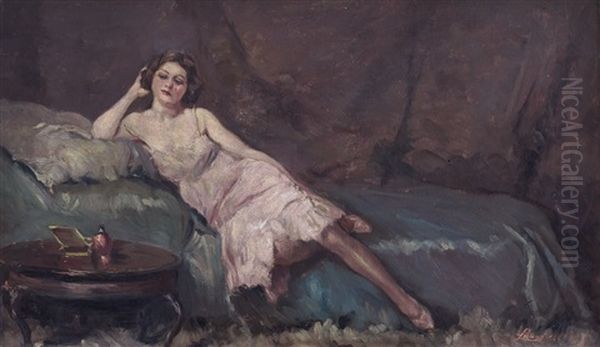 Ragazza Sul Divano Oil Painting by Cesare Libano