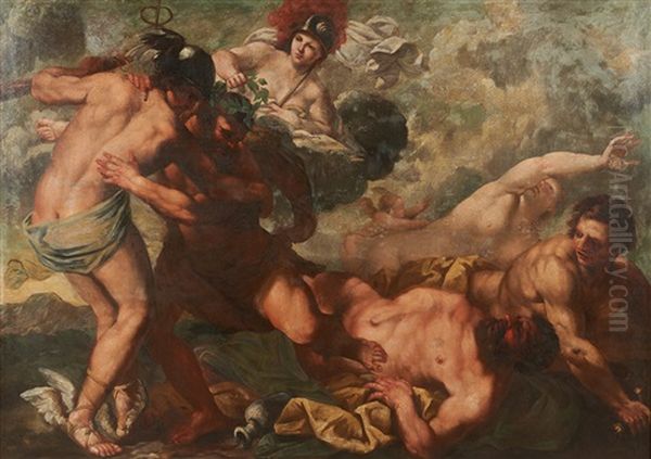 Scene De Combat Avec Mercure Oil Painting by Pietro Liberi