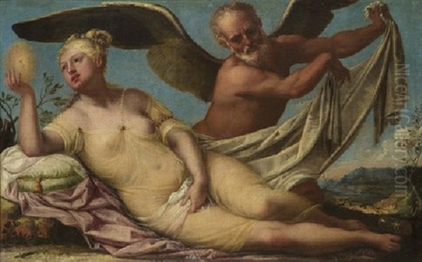 Le Temps Decouvrant La Verite Oil Painting by Pietro Liberi