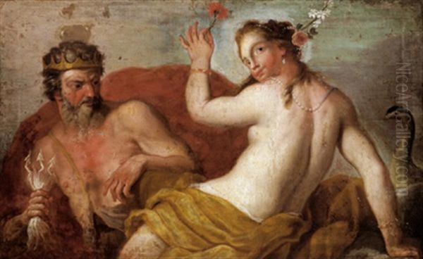 Giove E Giunone Oil Painting by Pietro Liberi