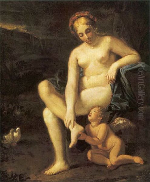Venere E Amore Oil Painting by Pietro Liberi