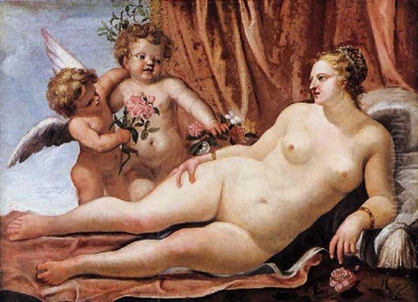 Venere E Amorini Oil Painting by Pietro Liberi