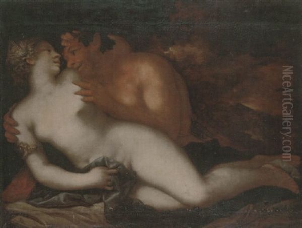 Jupiter And Antiope Oil Painting by Pietro Liberi