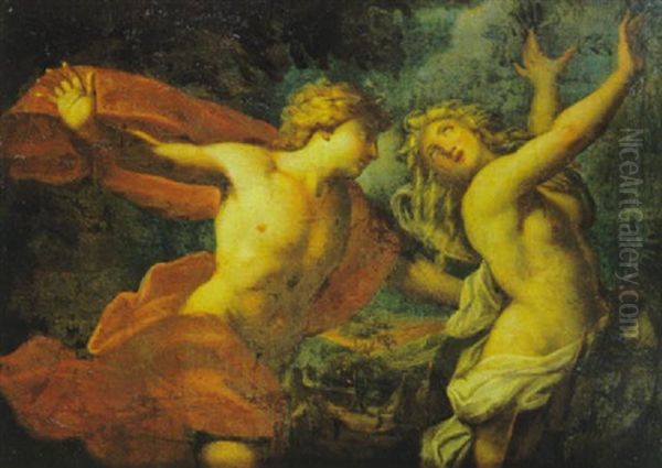 Daphne Poursuivie Par Apollon Oil Painting by Pietro Liberi