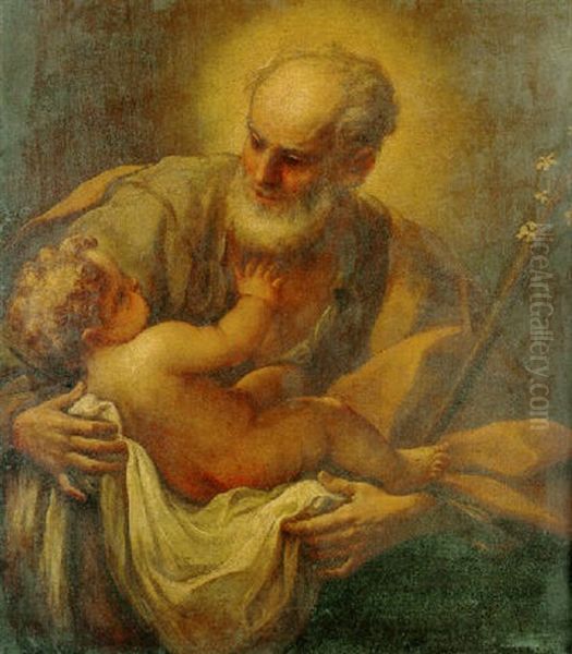 Saint Joseph And The Christ Child Oil Painting by Pietro Liberi