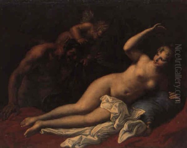 Venus Afv+bner Amor Oil Painting by Pietro Liberi