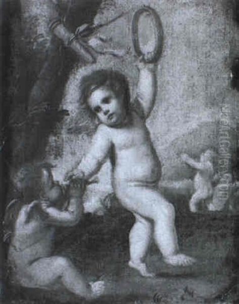 Cupid And Other Putti Playing In A Landscape Oil Painting by Pietro Liberi