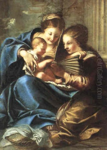 La Madonna Col Bambino E Santa Cecilia Oil Painting by Pietro Liberi
