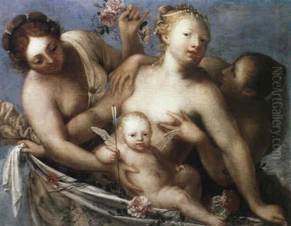 Venere E Amore Oil Painting by Pietro Liberi
