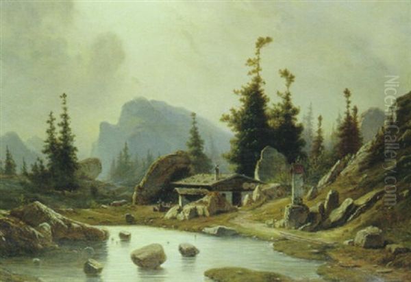 Sommerdag I Alperne Oil Painting by Georg Emil Libert