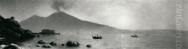 The Bay Of Naples Oil Painting by Georg Emil Libert